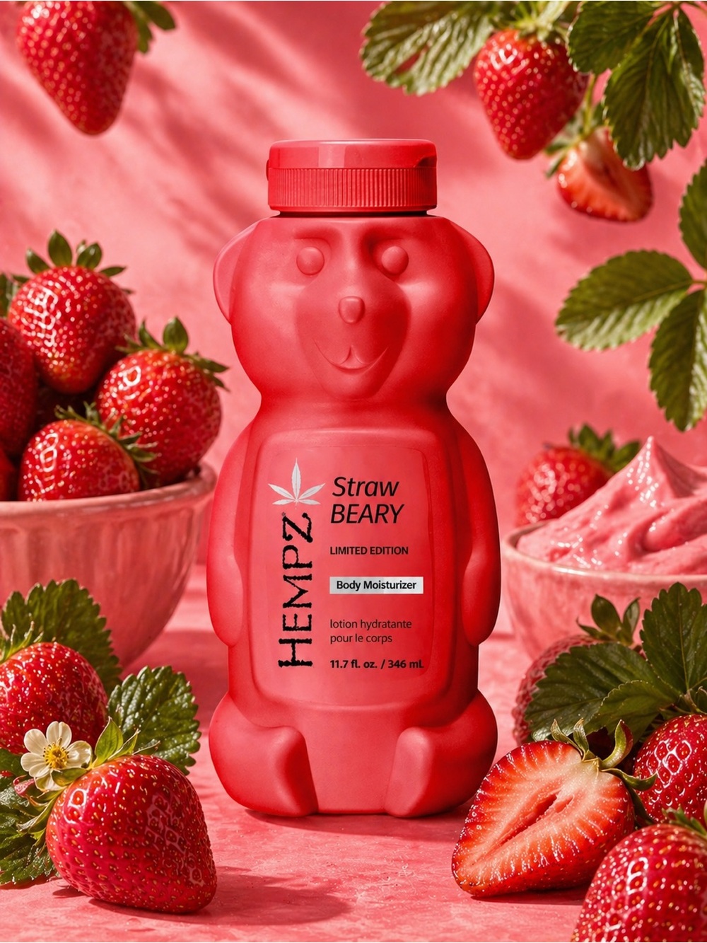 HEMPZ Limited Edition StrawBEARY Body Moisturizer Lotion Full Size NEW SEALED
